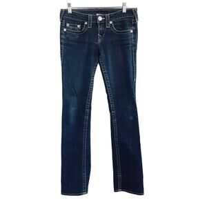 True Religion Low Rise Straight Leg Jeans Dark Wash Womens 28 Designer Y2K